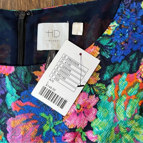 🆕 HD in Paris Front Pockets Tropicalist Shift Dress SZ LG - Picture 6 of 8